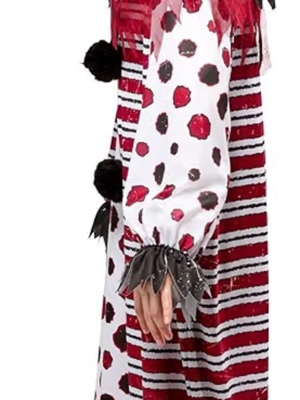Kids Large / XL Red and White Spotted Striped Scary Clown Costume - Picture 4 of 16